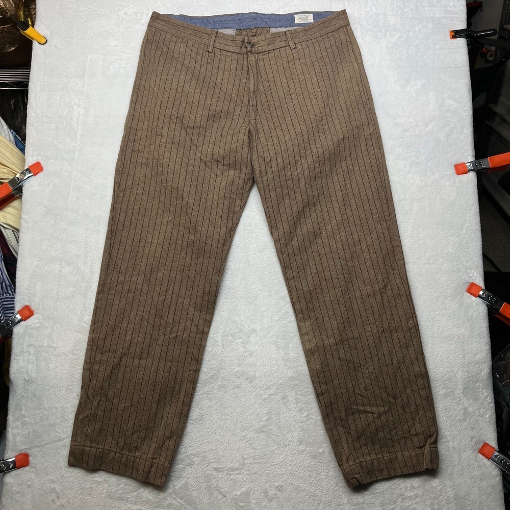VTG Aviator Pants Men's Brown Striped Fine Cotton Retro Classic USA Made - 39X32